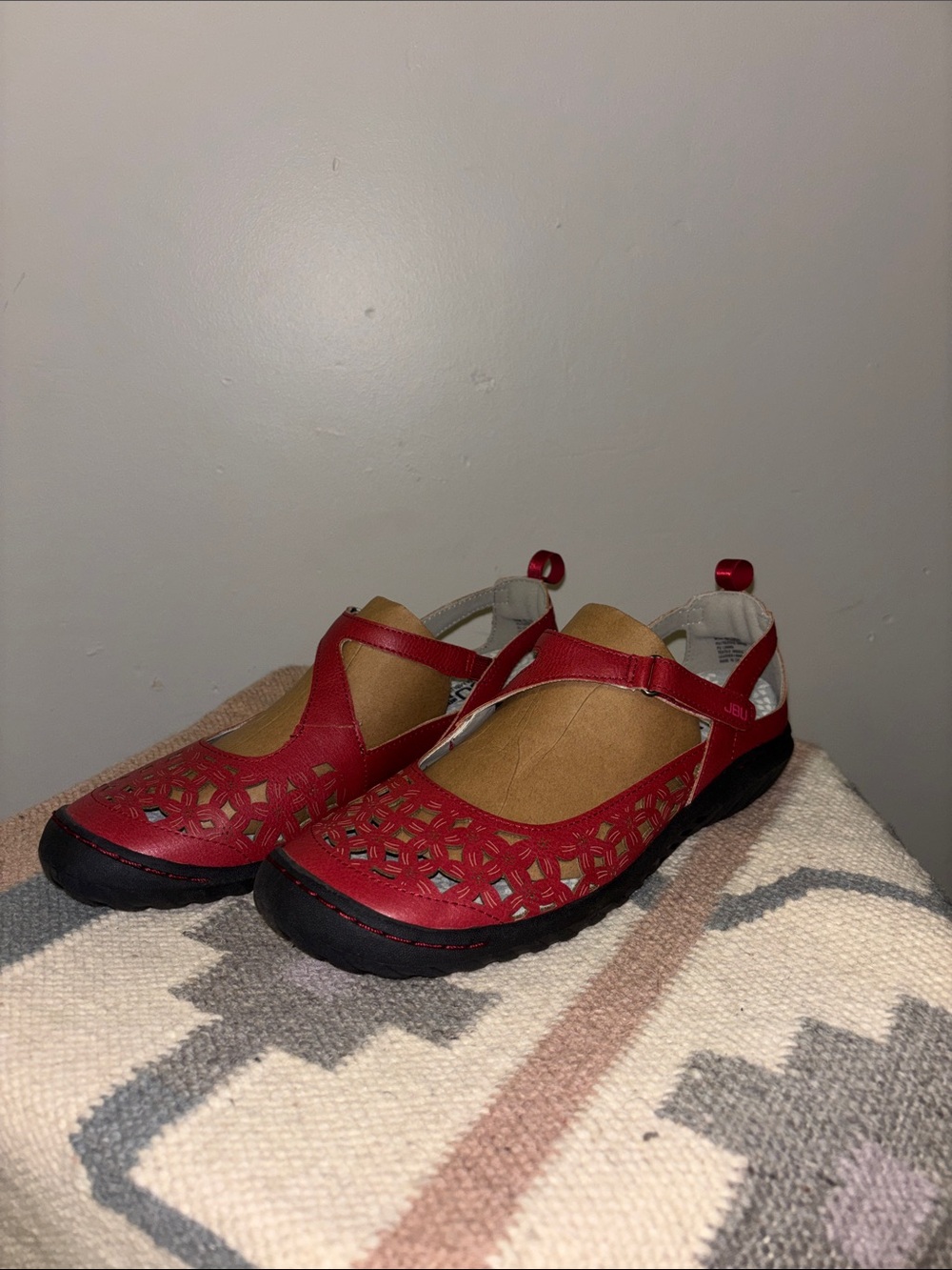 Jambu Red Mary Jane Laser-Cut Comfort Flats